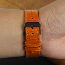 Slim Orange Alligator Apple Leather Watch Band