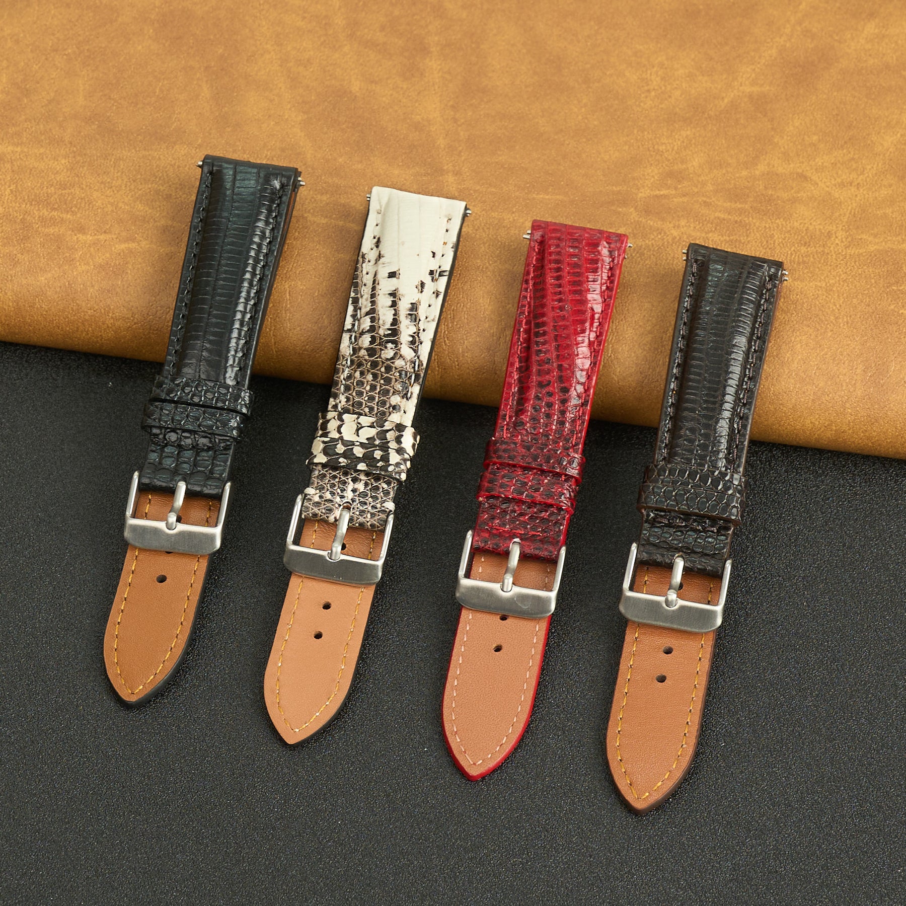 White Lizard Leather Watch Strap