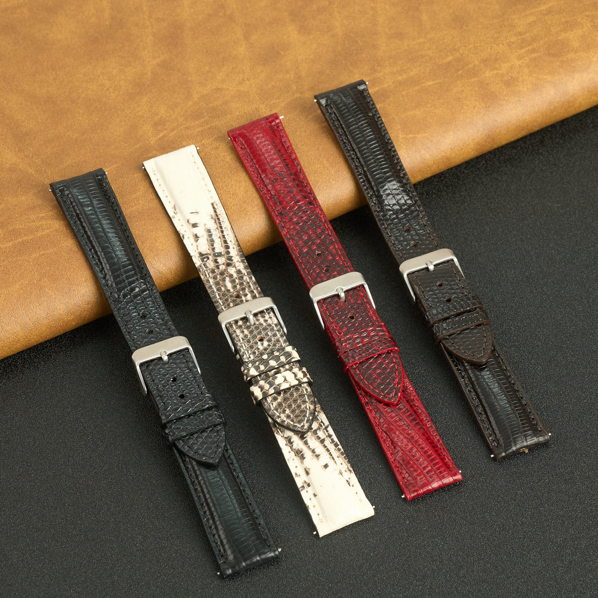 White Lizard Leather Watch Strap