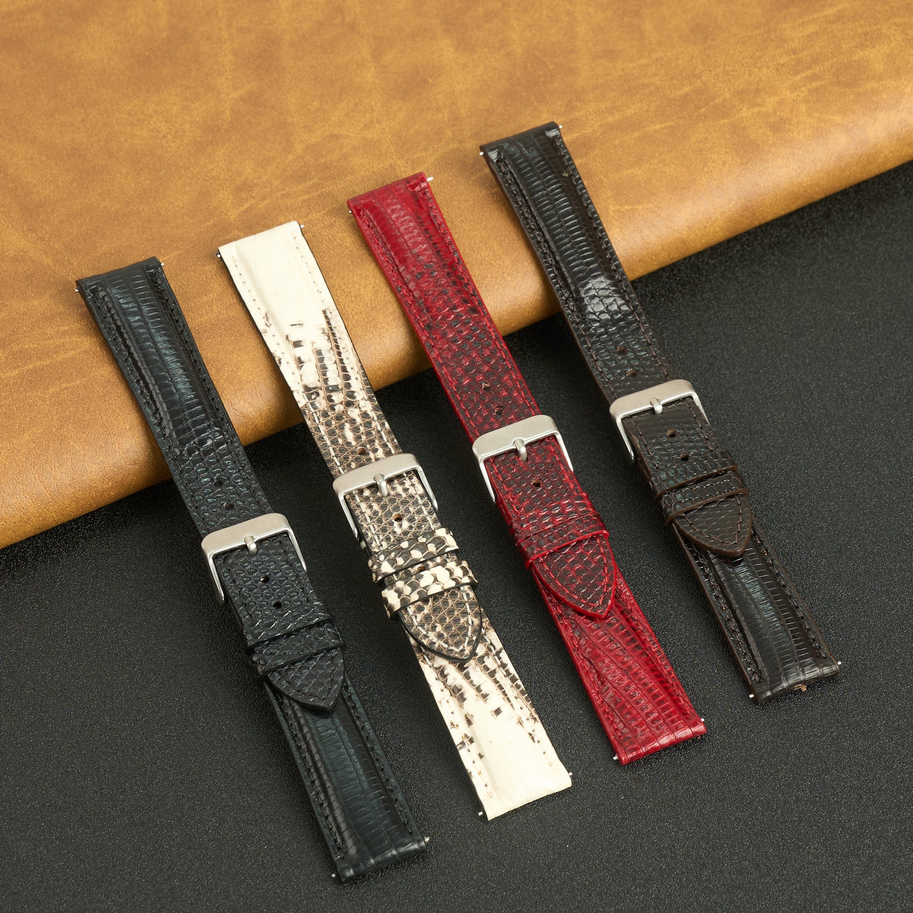 Red Lizard Leather Watch Strap