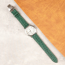 Green Alligator Flat Leather Watch Strap with Deployment Clasp