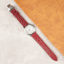 Burgundy Alligator Flat Leather Watch Strap with Deployment Clasp