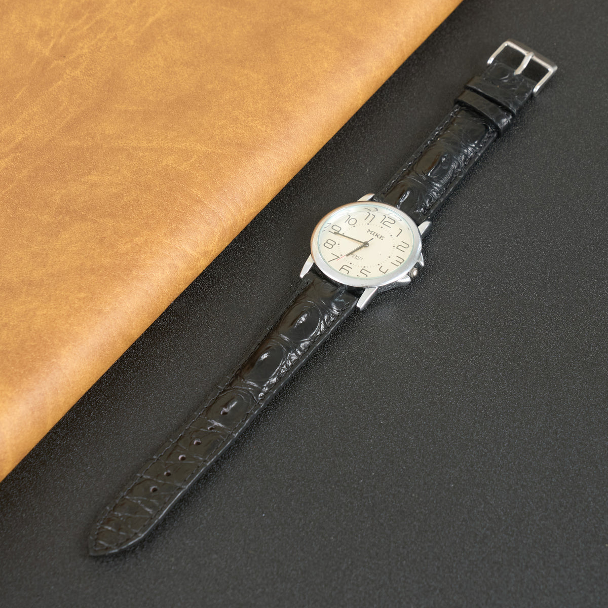 Black Alligator Leather Watch Band | Crocodile Quick Release Replacement Strap | DH-41