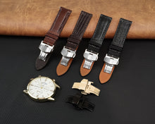 Brown Flat Lizard Leather Watch Strap with Deployment Clasp