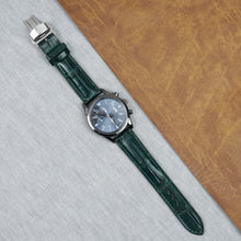 Green Alligator Leather Watch Strap with Deployment Clasp