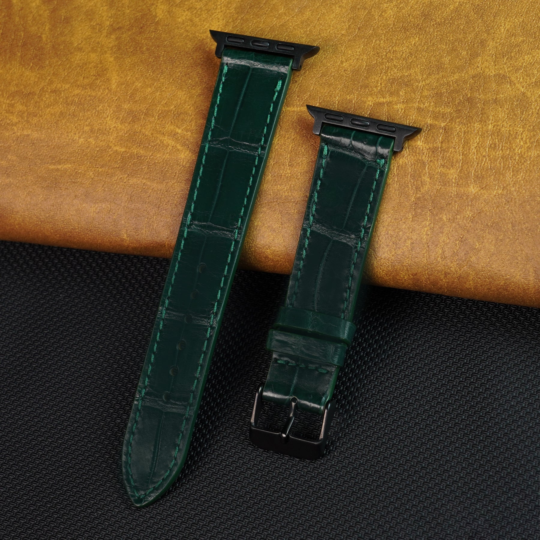 Slim Green Alligator Apple Leather Watch Band