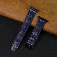 Slim Navy Blue Alligator Apple Leather Watch Band
