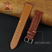 Light Brown Slim Alligator Leather Watch Strap For Men Quick Release Thin Crocodile Watch Band