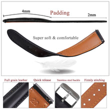 Padded Black Leather Watch Strap
