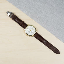 Brown Lizard Leather Watch Strap with Deployment Clasp