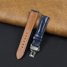 Blue Alligator Leather Watch Strap with Deployment Clasp