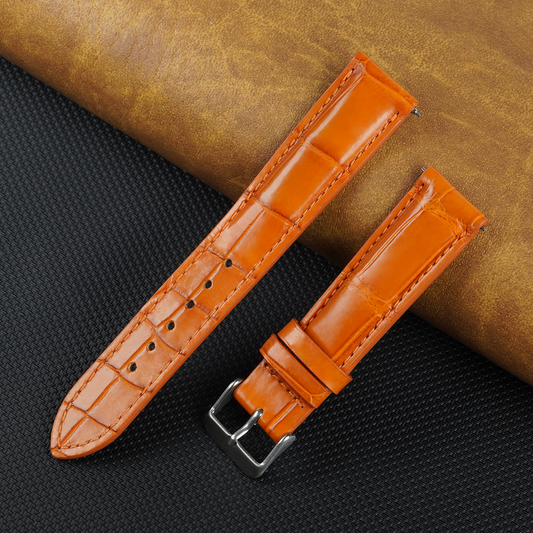 Orange Carrot Alligator Leather Watch Band