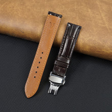 Dark Brown Alligator Leather Watch Strap with Deployment Clasp