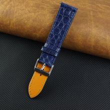 Navy Blue Slim Alligator Leather Watch Strap For Men Quick Release Thin Crocodile Watch Band