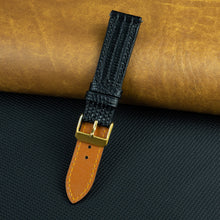 Flat Black Lizard Leather Watch Strap DH-NO-91