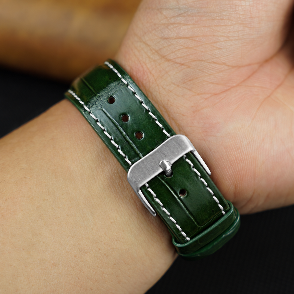 Hand Stitching Green Alligator Watch Strap DH-158