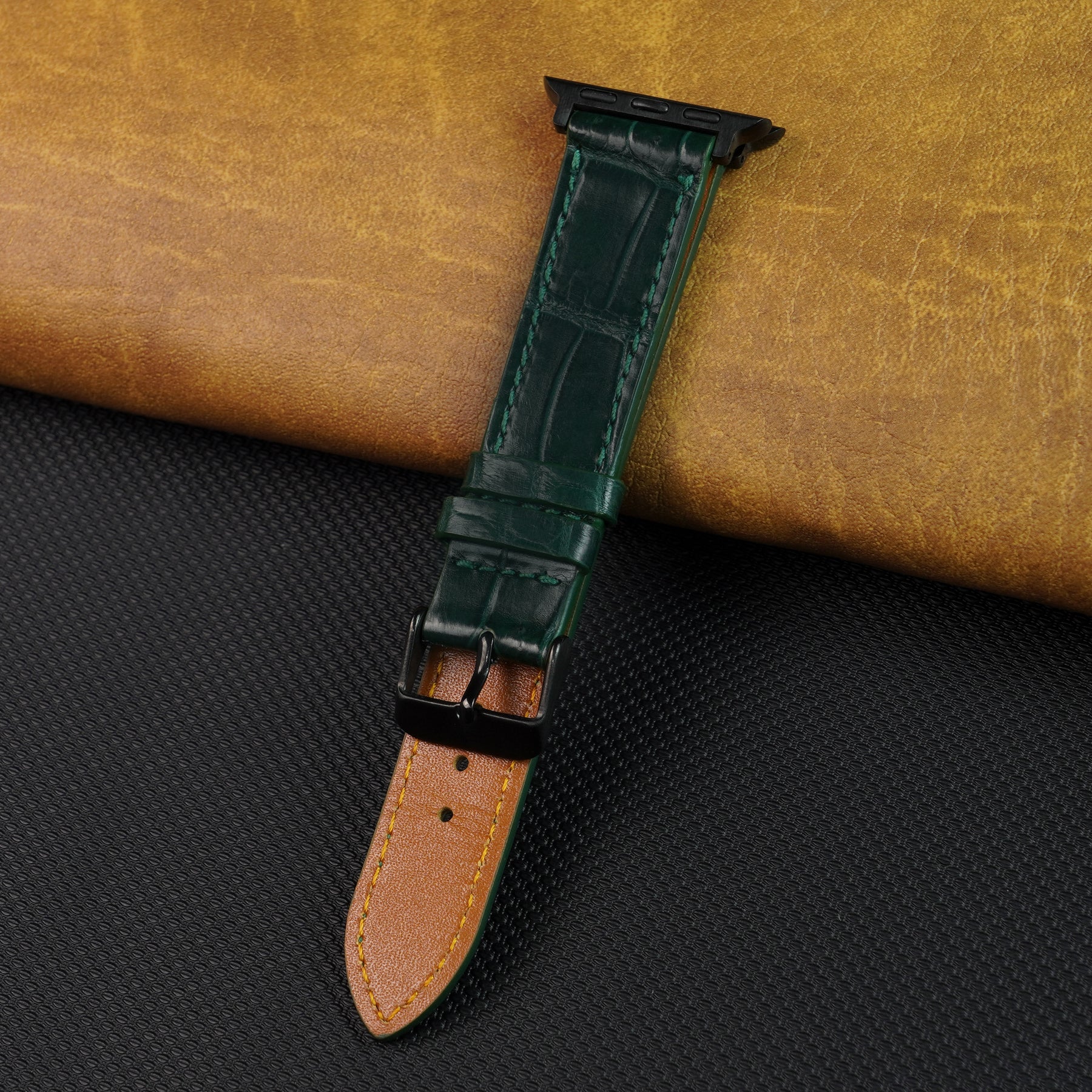 Slim Green Alligator Apple Leather Watch Band