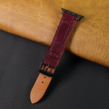 Slim Burgundy Alligator Apple Leather Watch Band