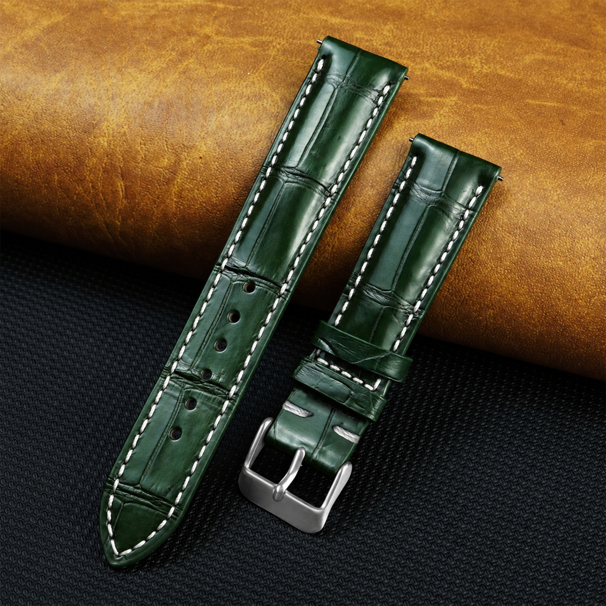 Hand Stitching Green Alligator Watch Strap DH-158