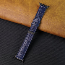 Slim Navy Blue Alligator Apple Leather Watch Band