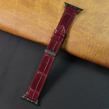 Slim Burgundy Alligator Apple Leather Watch Band