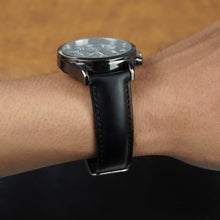 Padded Black Leather Watch Strap