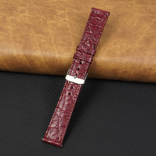 Burgundy Slim Alligator Leather Watch Strap For Men Quick Release Thin Crocodile Watch Band