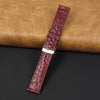 Burgundy Slim Alligator Leather Watch Band For Men Quick Release Red Crocodile Premium Flat Leather Watch Strap Replacement Bespoke