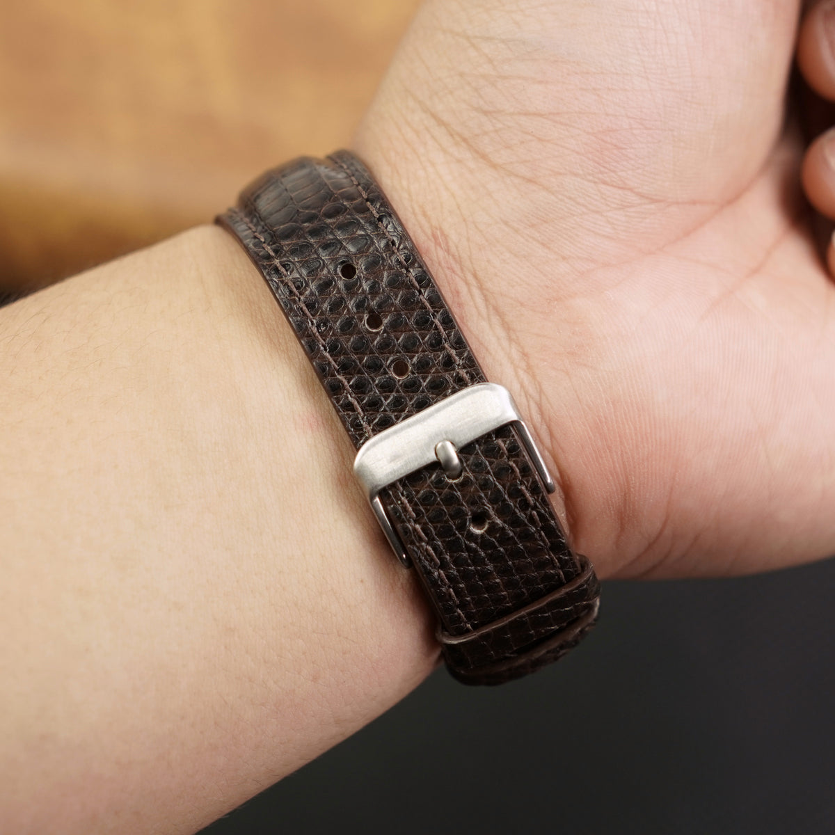 Dark Brown Lizard Leather Watch Strap DH-161