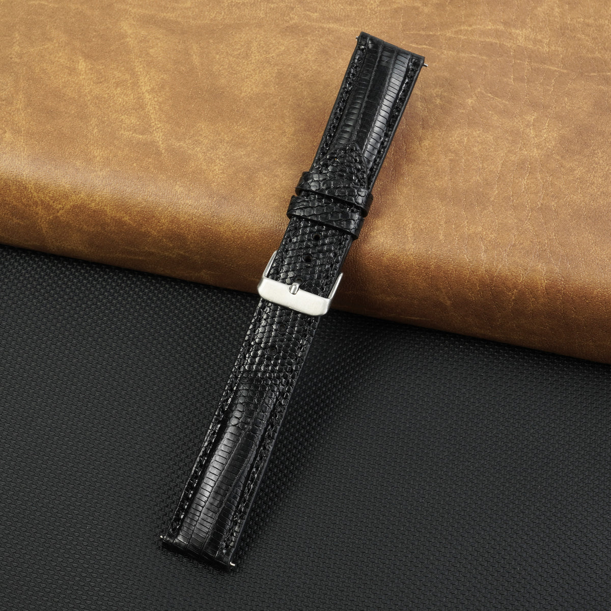 Black Lizard Leather Watch Strap