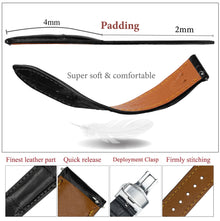 Black Alligator Leather Watch Strap with Deployment Clasp