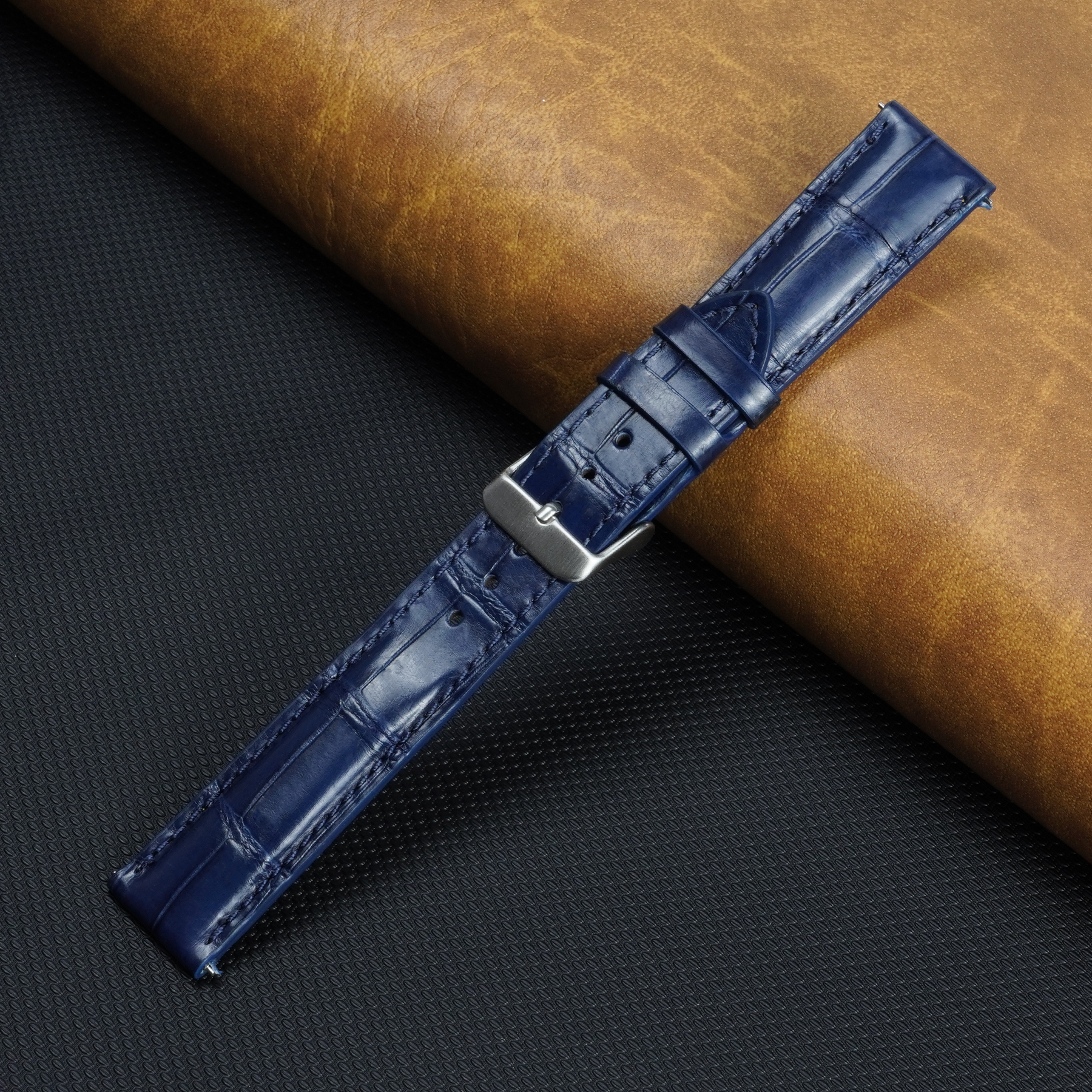 Navy Blue Alligator Leather Watch Strap