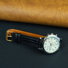 Flat Black Lizard Leather Watch Strap DH-NO-91