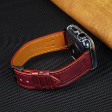 Slim Burgundy Alligator Apple Leather Watch Band