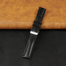 Padded Black Leather Watch Strap