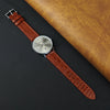 Light Brown Slim Alligator Leather Watch Band For Men Quick Release Thin Crocodile Premium Flat Leather Watch Strap Replacement Bespoke