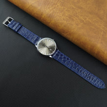 Navy Blue Slim Alligator Leather Watch Strap For Men Quick Release Thin Crocodile Watch Band