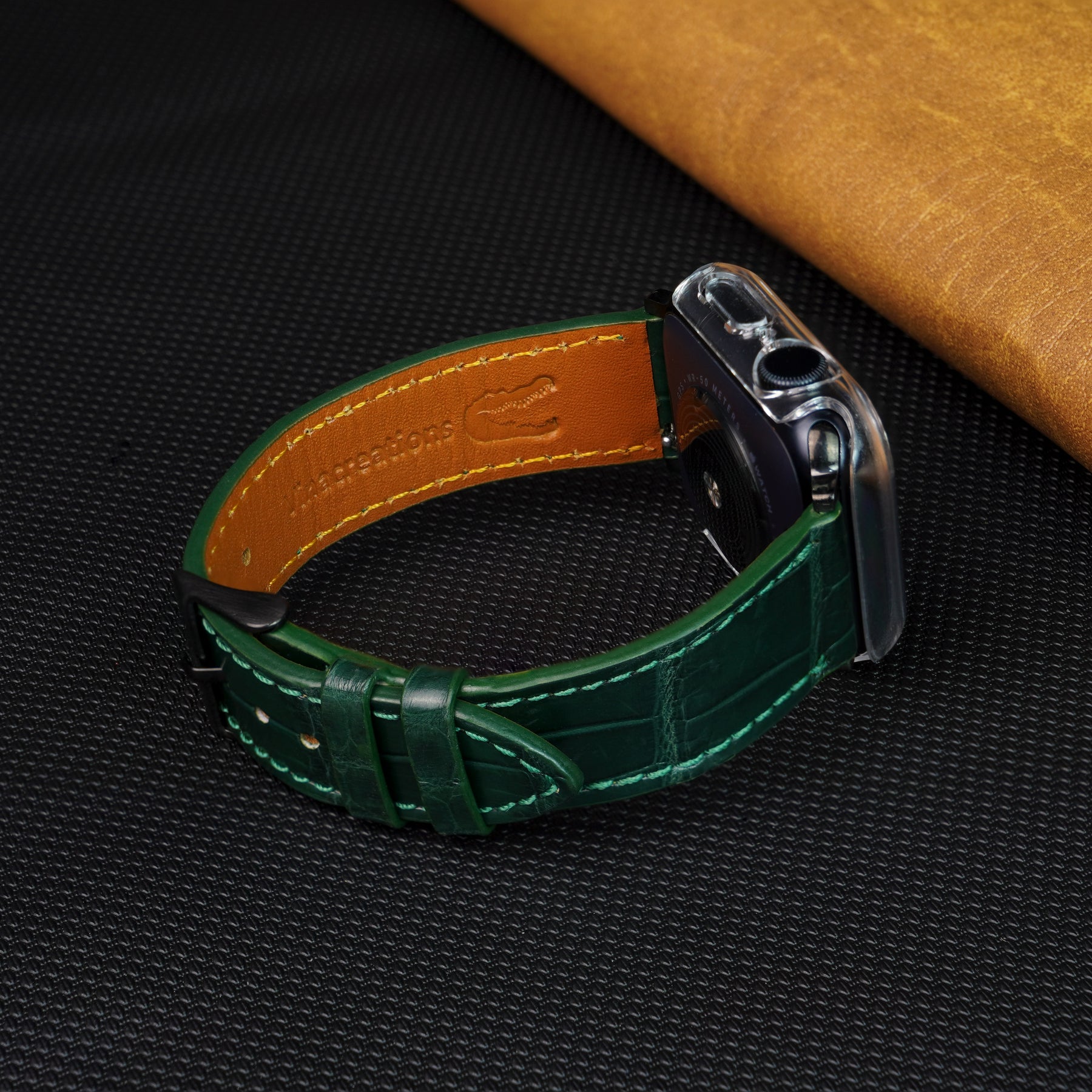 Slim Green Alligator Apple Leather Watch Band