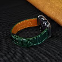 Slim Green Alligator Apple Leather Watch Band