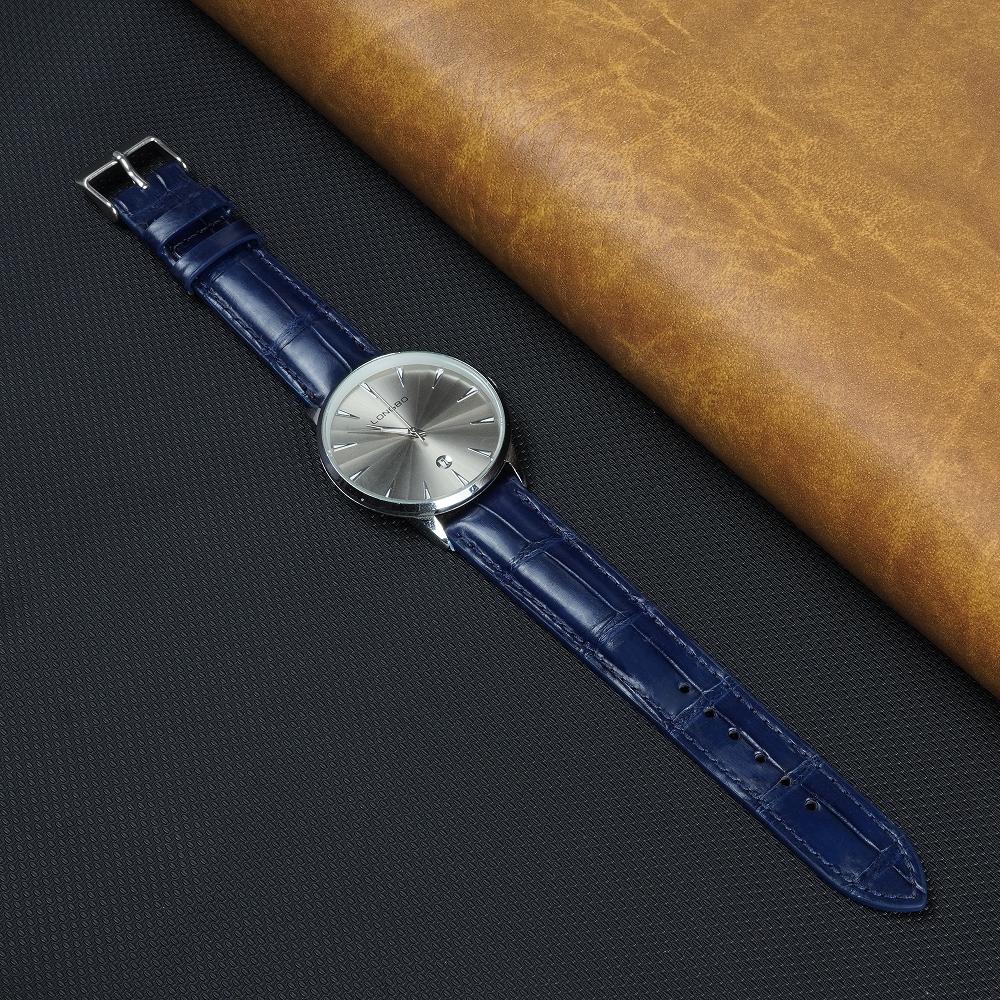Navy Blue Alligator Leather Watch Strap