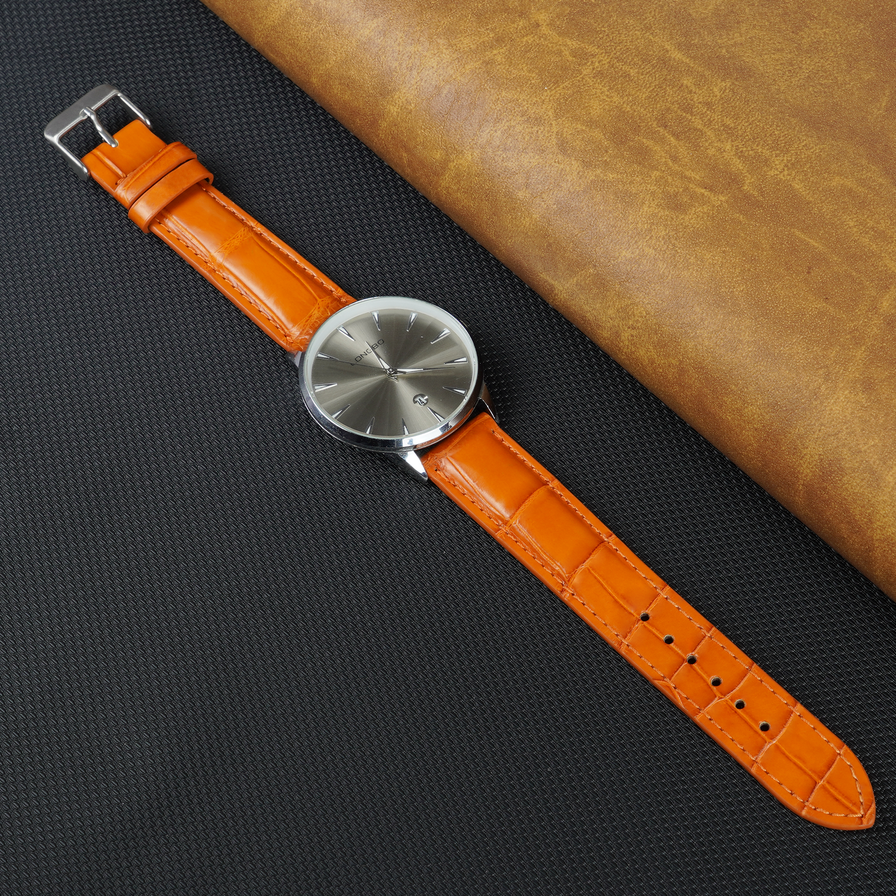 Orange Carrot Alligator Leather Watch Band