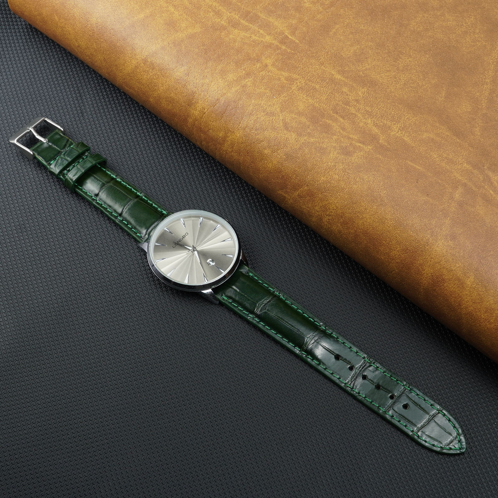 Green Alligator Leather Watch Band For Men