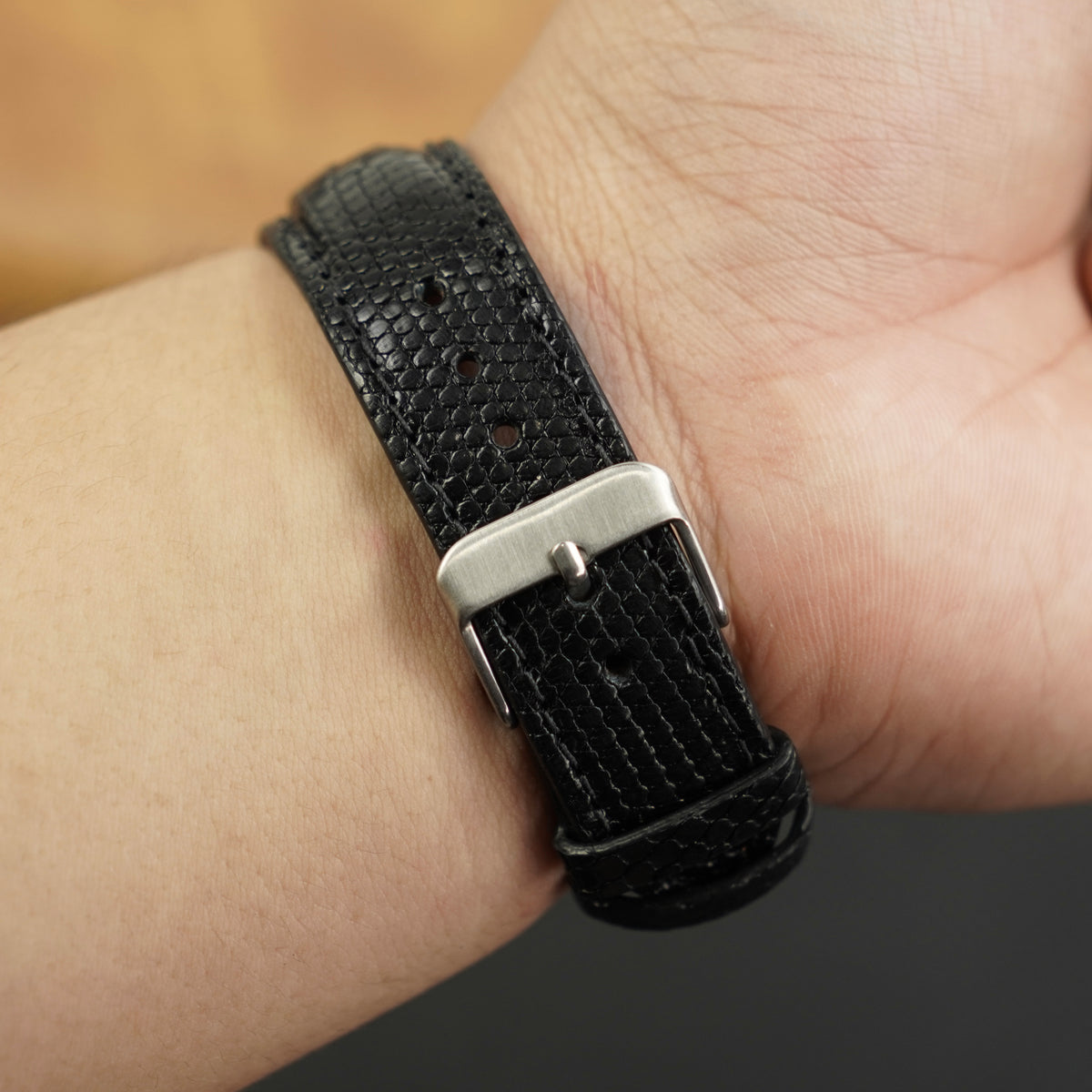 Black Lizard Leather Watch Strap