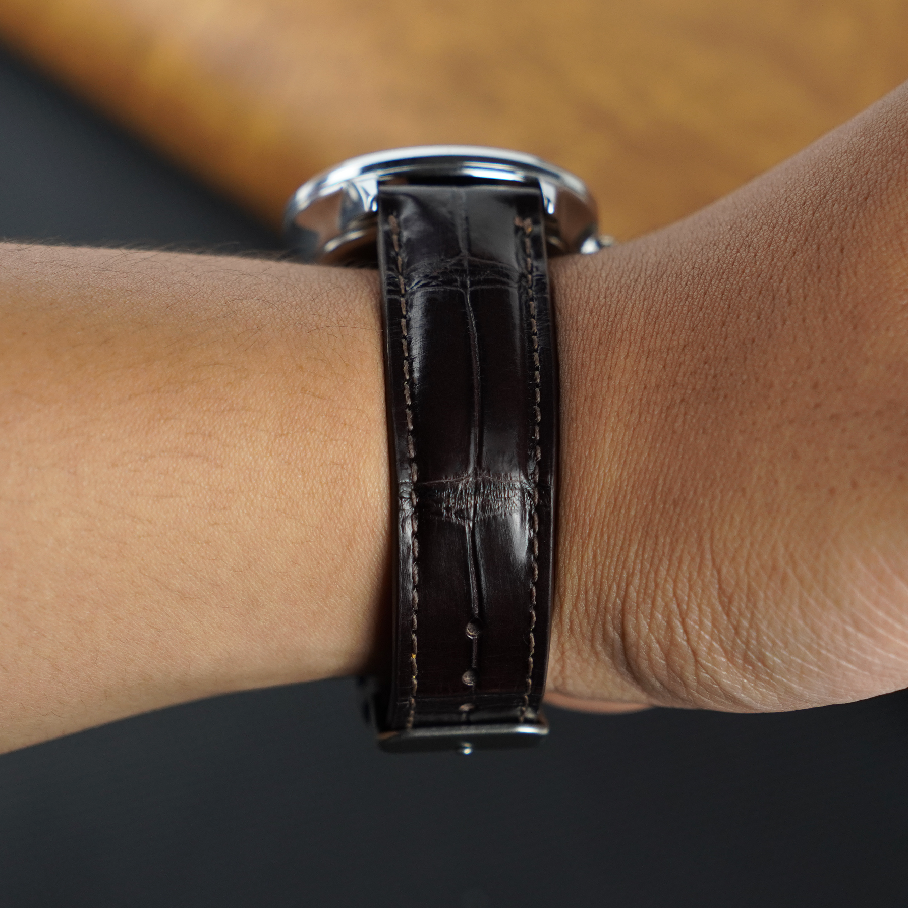 Dark brown Alligator Leather Watch Strap