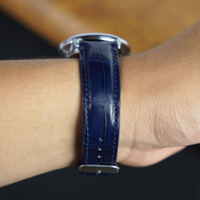 Navy Blue Alligator Leather Watch Strap