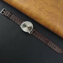 Dark Brown Slim Alligator Leather Watch Strap For Men Quick Release Thin Crocodile Watch Band