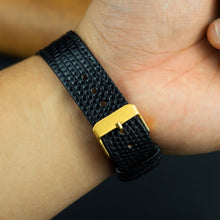 Flat Black Lizard Leather Watch Strap DH-NO-91