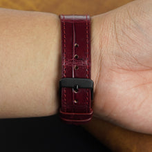 Slim Burgundy Alligator Apple Leather Watch Band