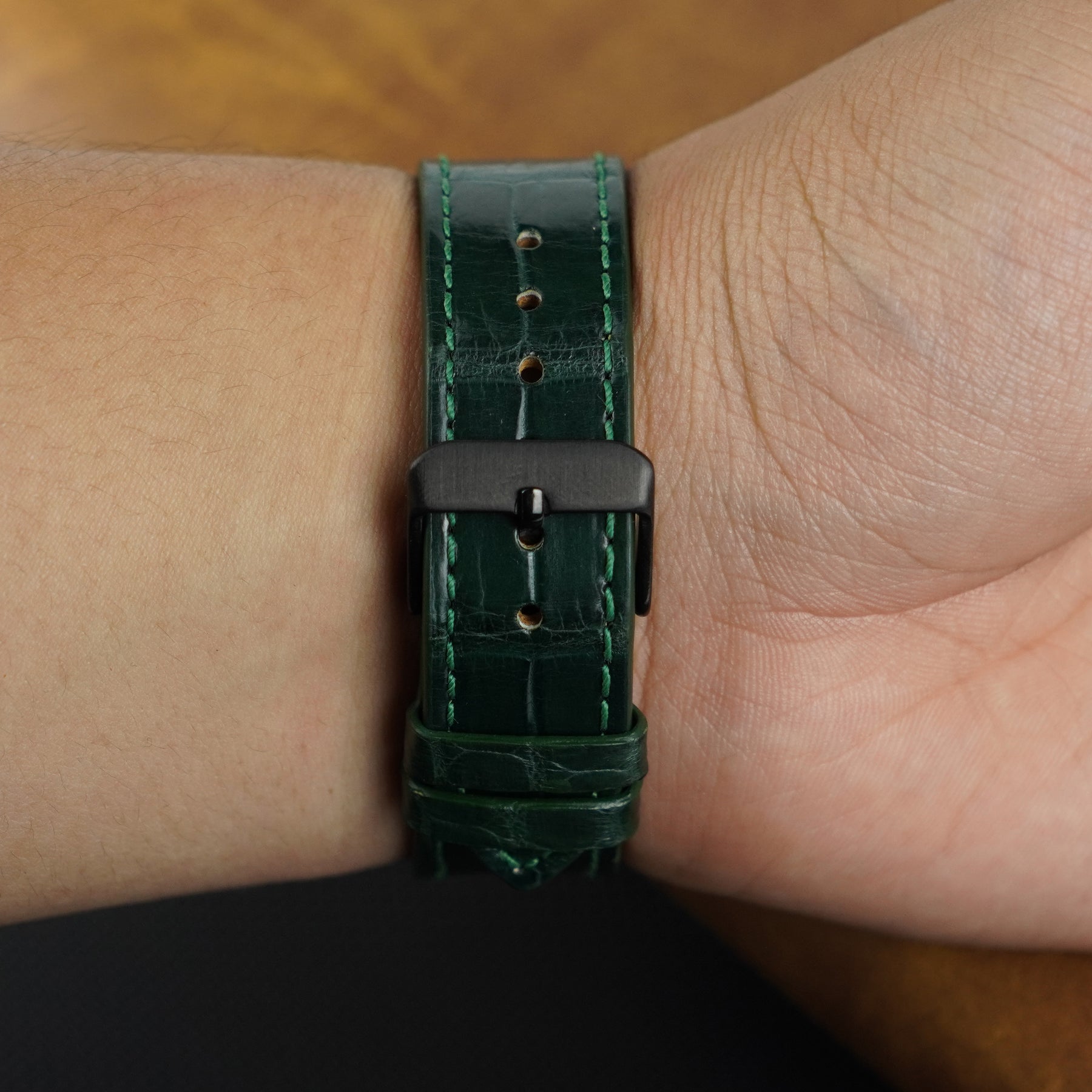 Slim Green Alligator Apple Leather Watch Band