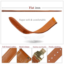 Deployment Brown Flat Full Grain with White Stiching Leather Watch Strap DH-NO-212D
